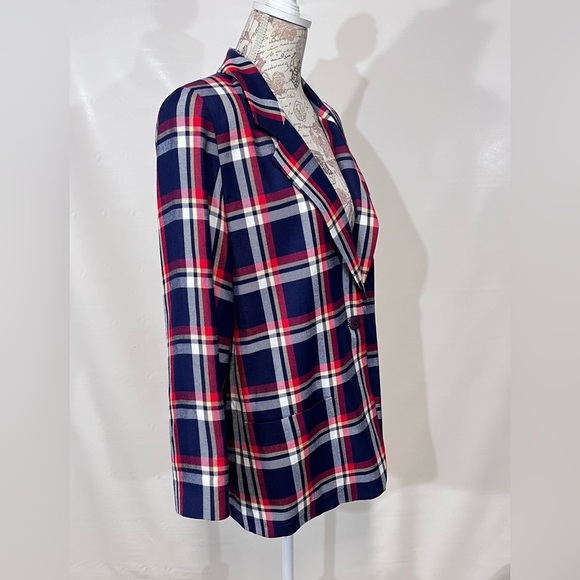 PENDLETON Classic Navy, red and white‎ plaid single button blazer size S. - Picture 7 of 12